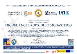 Muestra de certificado universitario internacional