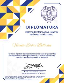 Muestra de diploma universitario internacional